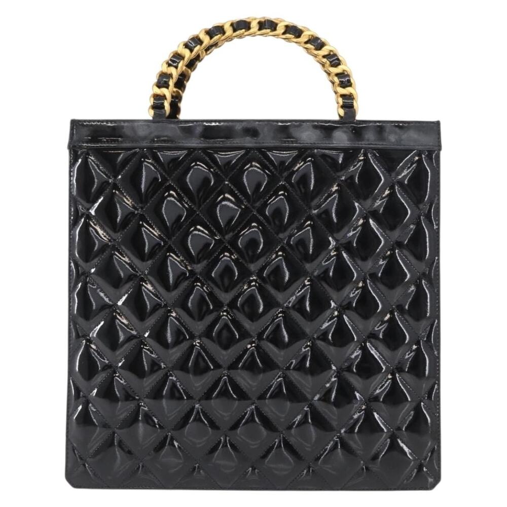 Chanel Matelasse Patent Leather Chain Handbag Black